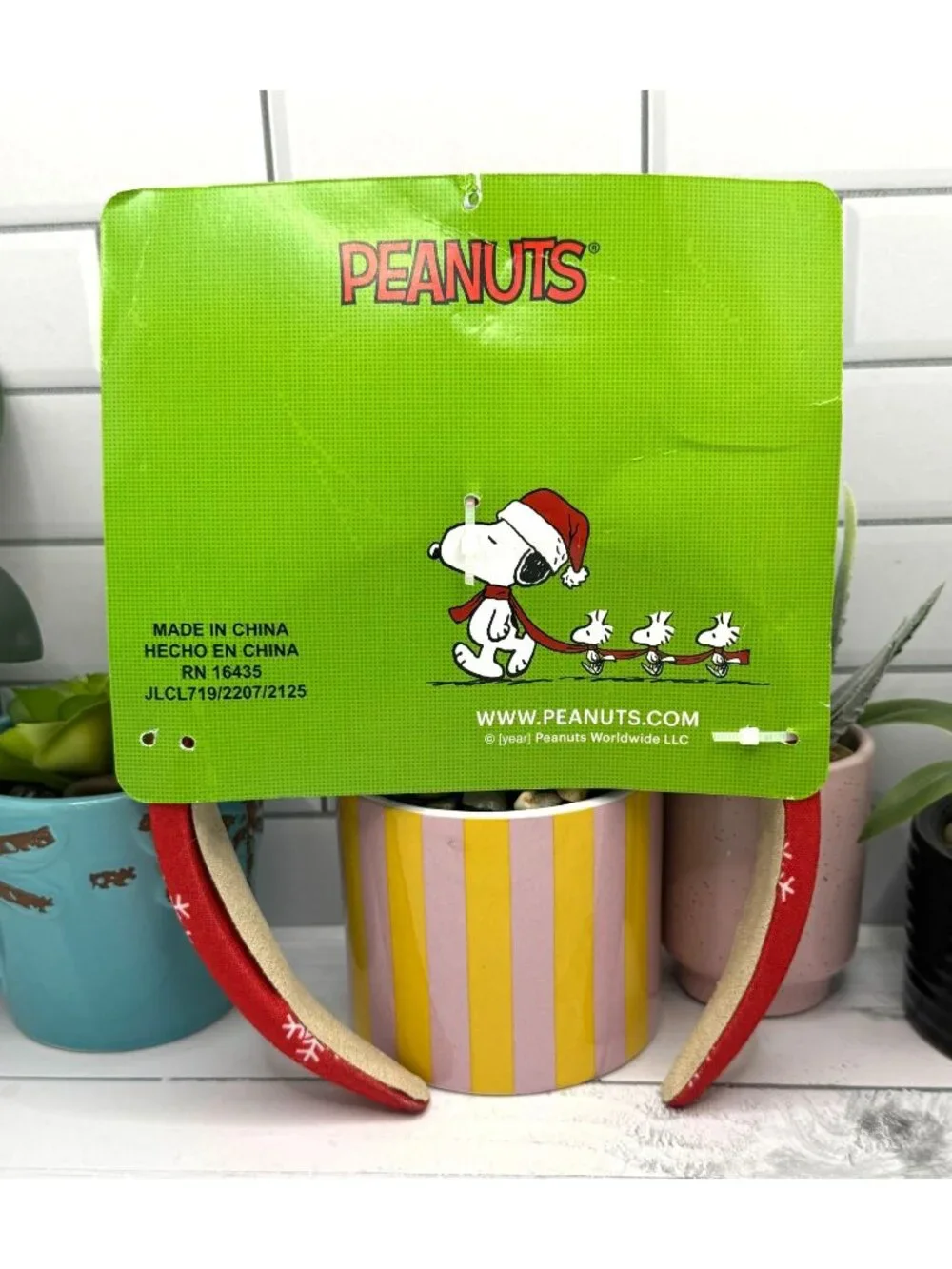 Peanuts Snoopy Christmas Red Snowflake Adjustable Headband Holiday Accessory